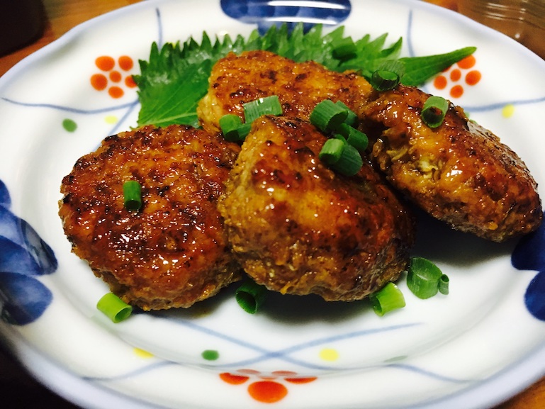 Japanese style chicken hamburg with teriyaki sauce